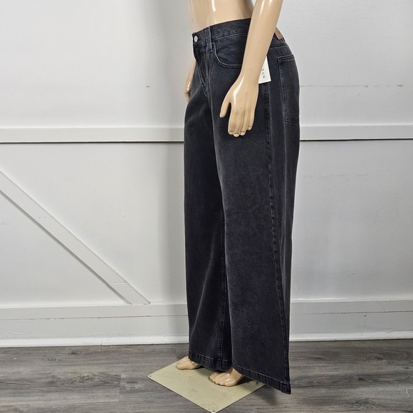 PacSun Sloane Ultra Baggy Jeans Womens 28 Washed Faded Black Wide Leg Low Rise - Picture 5 of 11